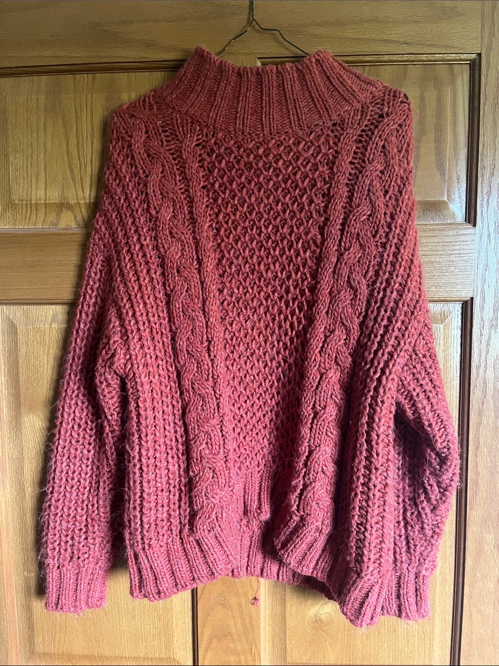 Universal Thread Cable Knit Turtleneck Sweater - Rust